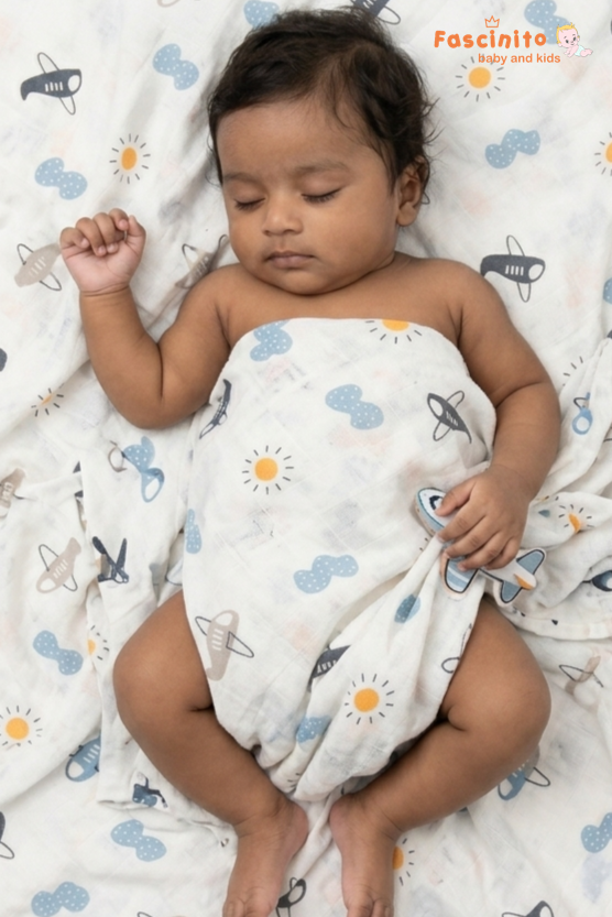 Baby Muslin Swaddle – Soft Cotton Lightweight Swaddle Blanket (White)