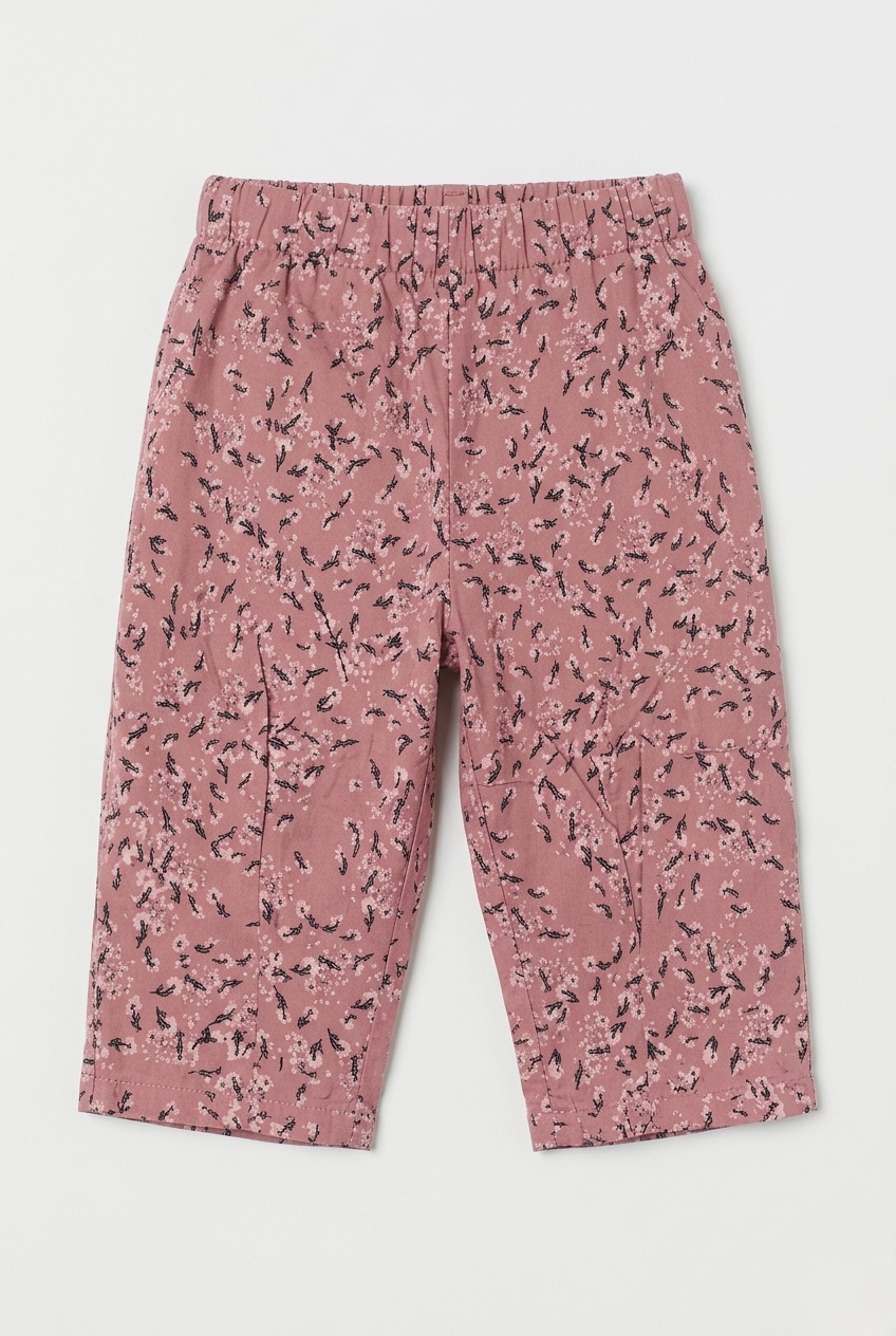 Girls Pink Floral Cotton Palazzo Pants