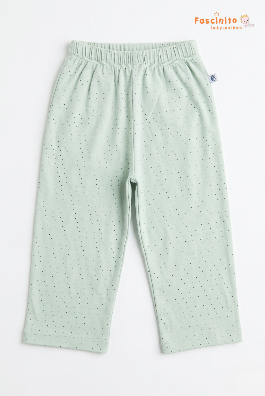 Girls Printed Pant – Pista Green Micro Dot Cotton Pant