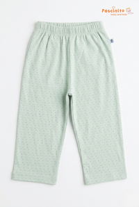 Girls Printed Pant – Pista Green Micro Dot Cotton Pant