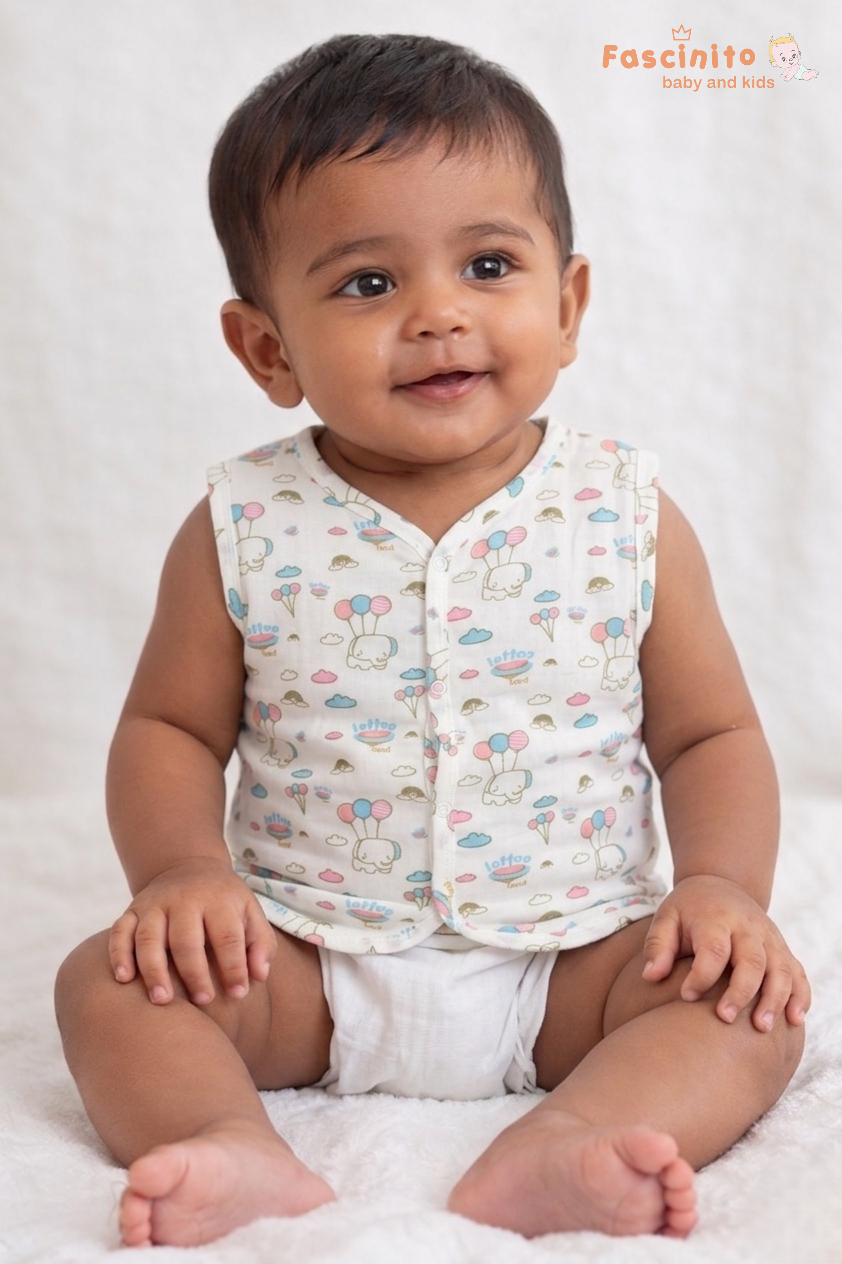 Baby Muslin Jabla Top – Soft White Cotton Newborn Essential
