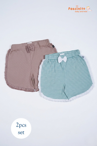 Girls Shorts Set – 2 Pack Printed & Striped Cotton Shorts