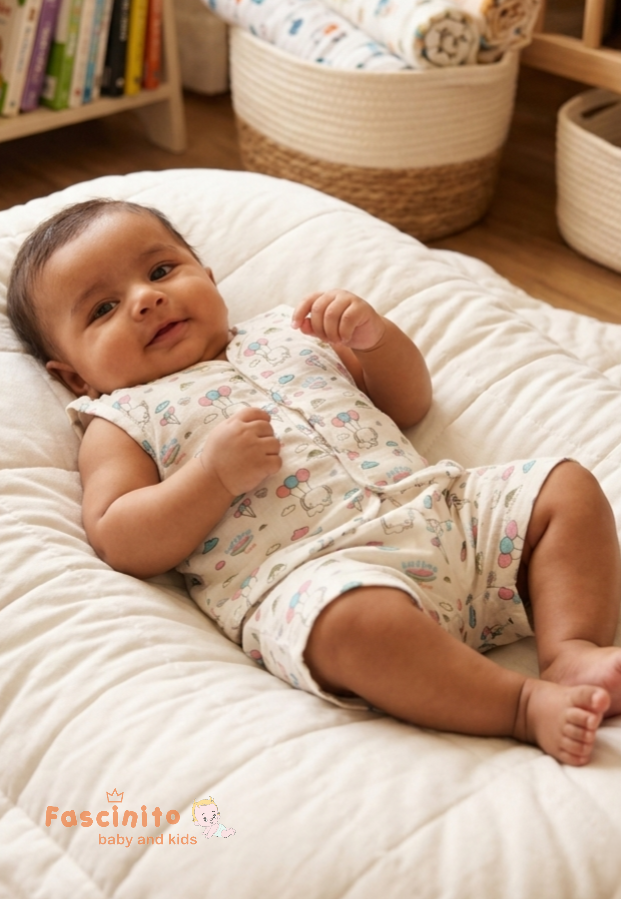 Baby Muslin Jabla Set – Soft White Cotton Newborn Wear