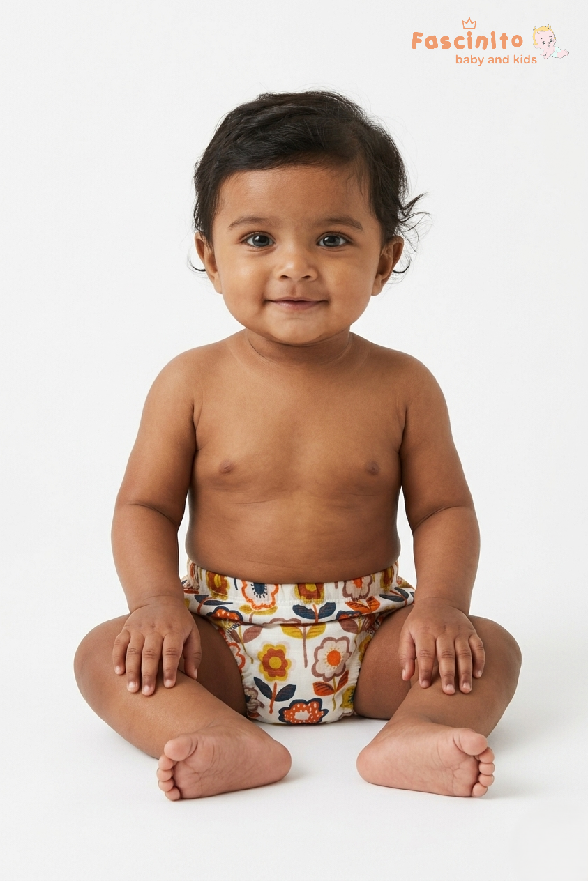 Baby Diaper Brief – Reusable Cotton Diaper Cover (Floral)