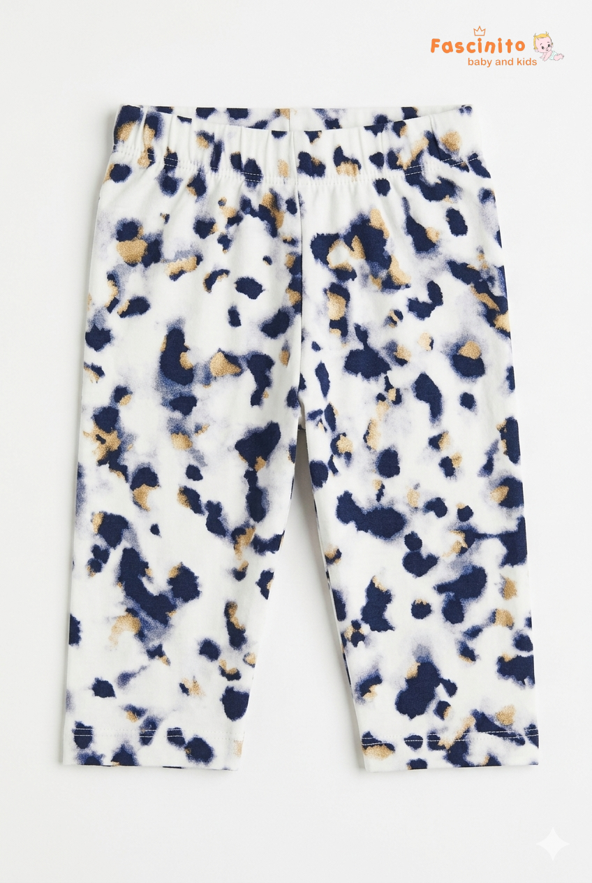 Girls Printed Pant – White Abstract Watercolor Pull-On Pant