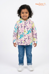 Girls Hoodie – White Cotton Blend Casual Wear