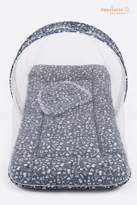 Baby Mosquito Bed – Foldable Portable Net Bed with Cushion (Blue)