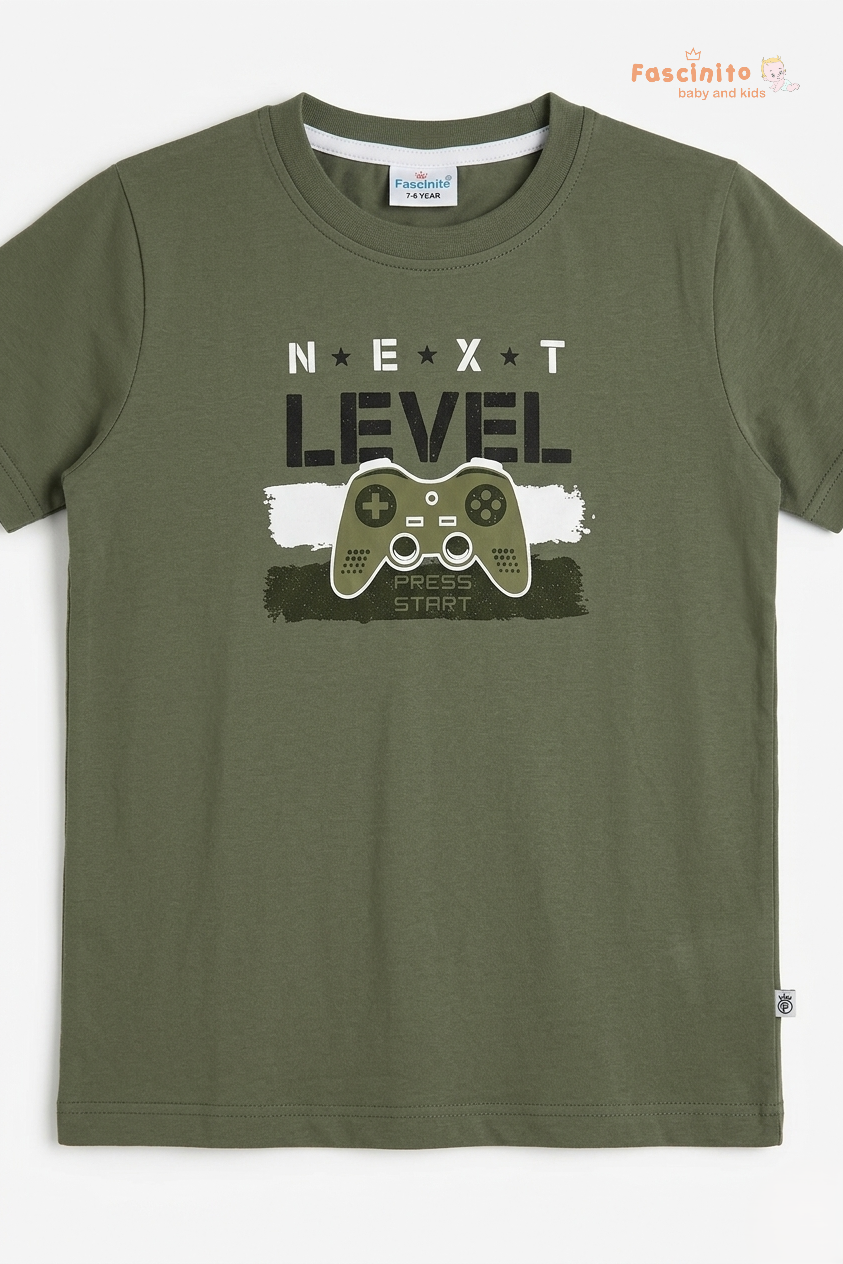 Boys Cotton T-Shirt – Sage Green Casual Kids Tee
