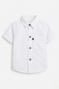Boys White Polka Dot Cotton Shirt (Half Sleeve)