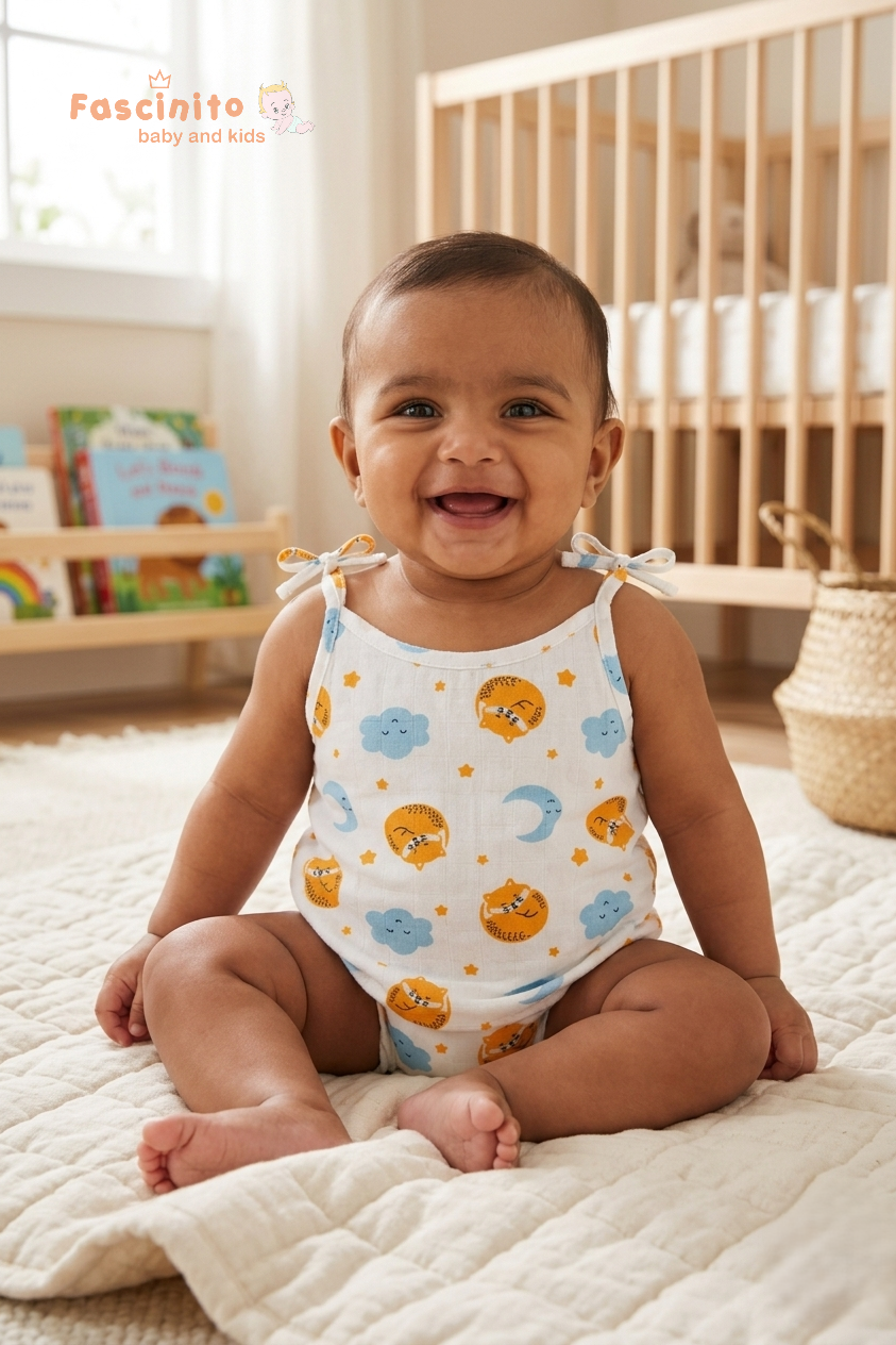 Baby Muslin Knotted Jabla – White Cotton Newborn Essential