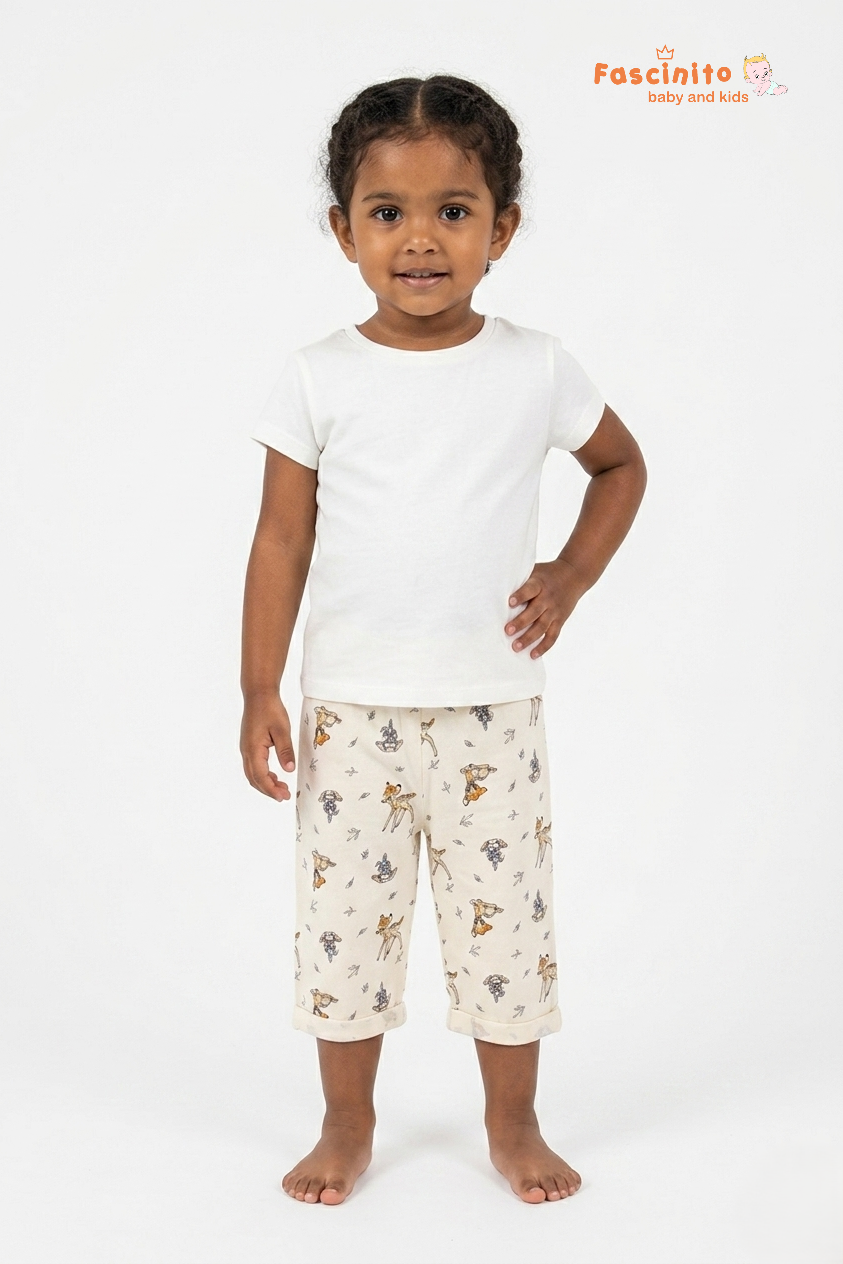 Boys Cotton Pants – Mustard Yellow Printed Casual Bottom