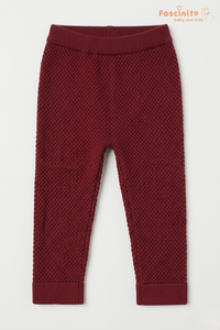 Baby Sweater Pants – Woolen Knit Winter Pants (Maroon)