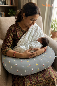 Gentle Seas Sailboat Nursing Pillow - Grey