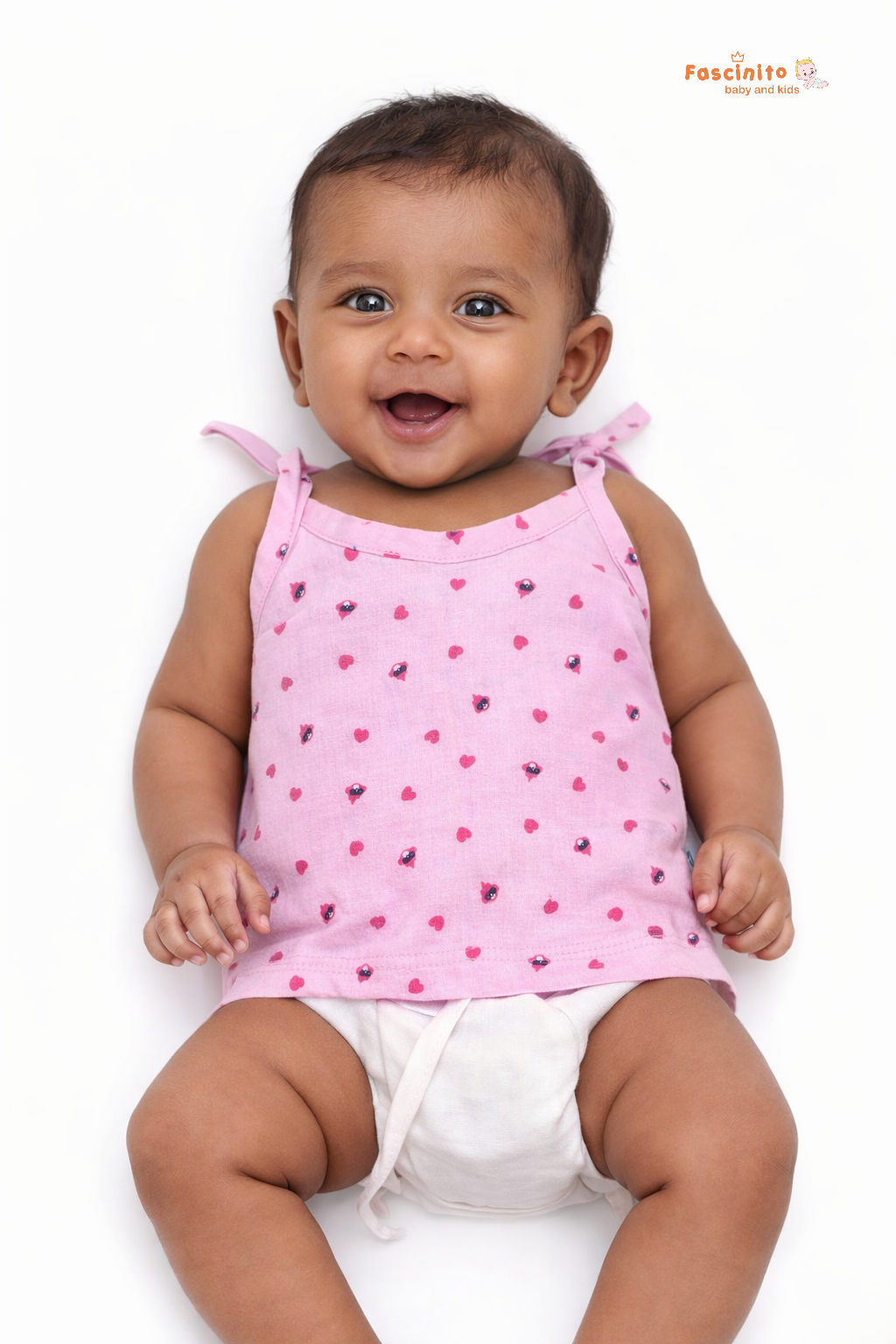 Baby Knotted Jhabla – Pink Muslin Cotton Newborn Top