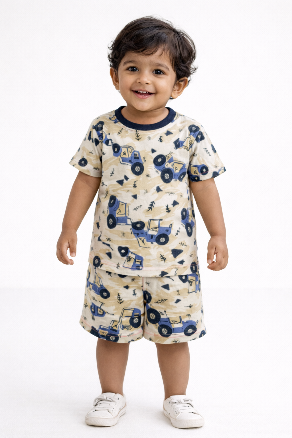 Little Explorer Boys Tractor Print Co-Ord Set (Yellow & Blue)