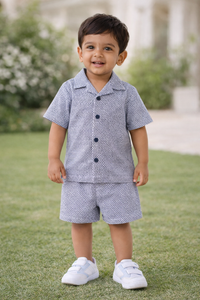 Boys Premium Navy Cable-Knit Co-Ord Set