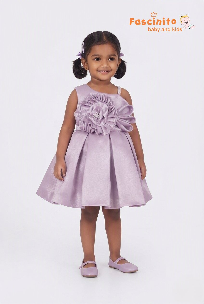 Lavender Elegance One-Shoulder Frock - Lavender