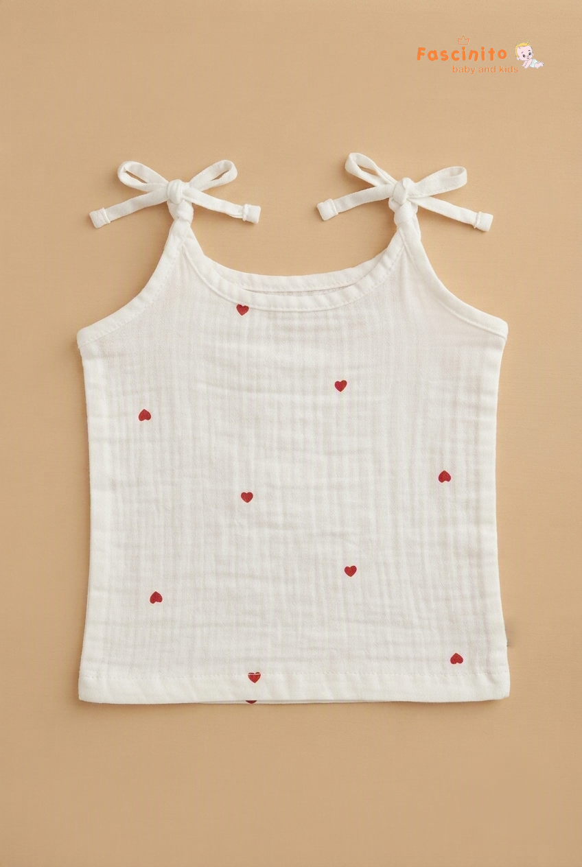 Little Hearts 3Pcs Jhabla Set - White And Brown