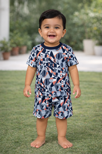 Boys Orange Geometric Print Co-Ord Set