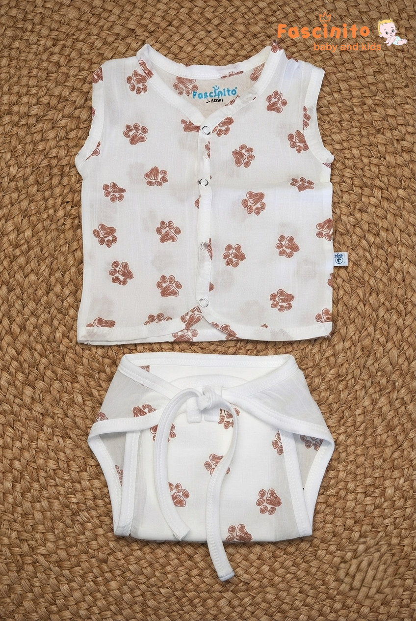 Paw Jhabla And Langot Set - White