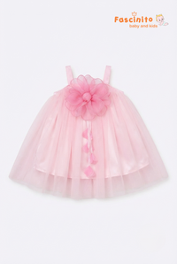 Pink Floral Tulle Frock - Pink