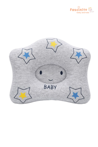 Baby Star Pillow – Soft Newborn Head Support Cushion (Grey)