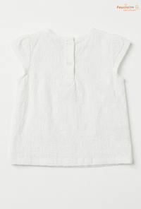 Girls Embroidered Frock – White Flutter Sleeve Dress