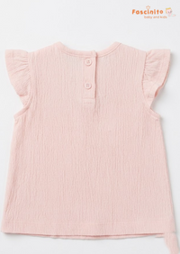 Girls Embroidered Frock – Pink Flutter Sleeve Dress