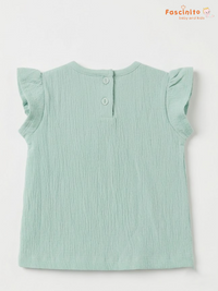 Girls Embroidered Frock – Sage Green Flutter Sleeve Dress