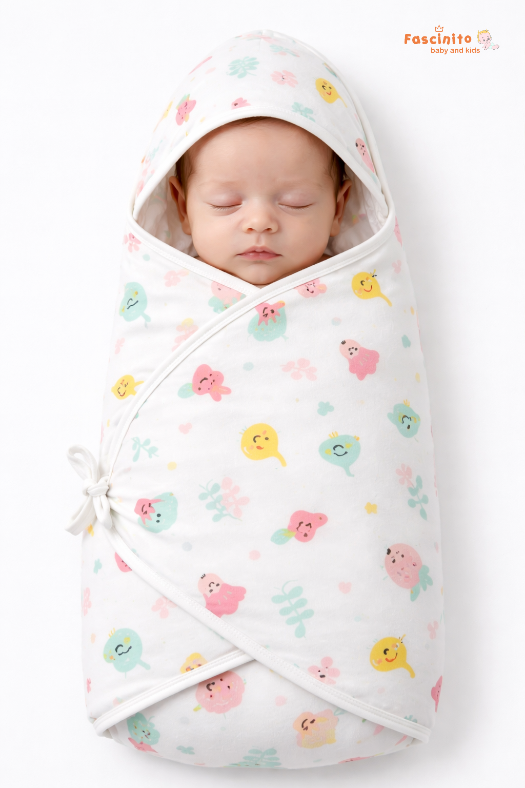 Baby Hooded Wrapper – Organic Cotton Baby Swaddle Blanket (White)