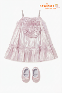 Shimmer Pink Rosette Frock - Pink
