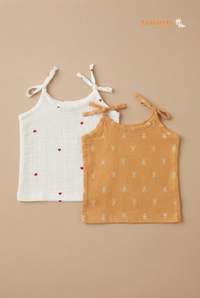 Sunshine Dandelion 2Pcs Jhabla Set - White And Brown