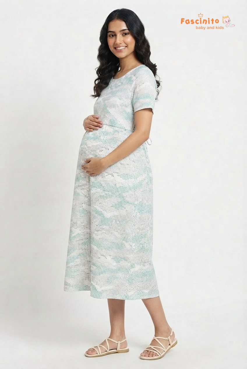 Teal Pixel Maxi - White