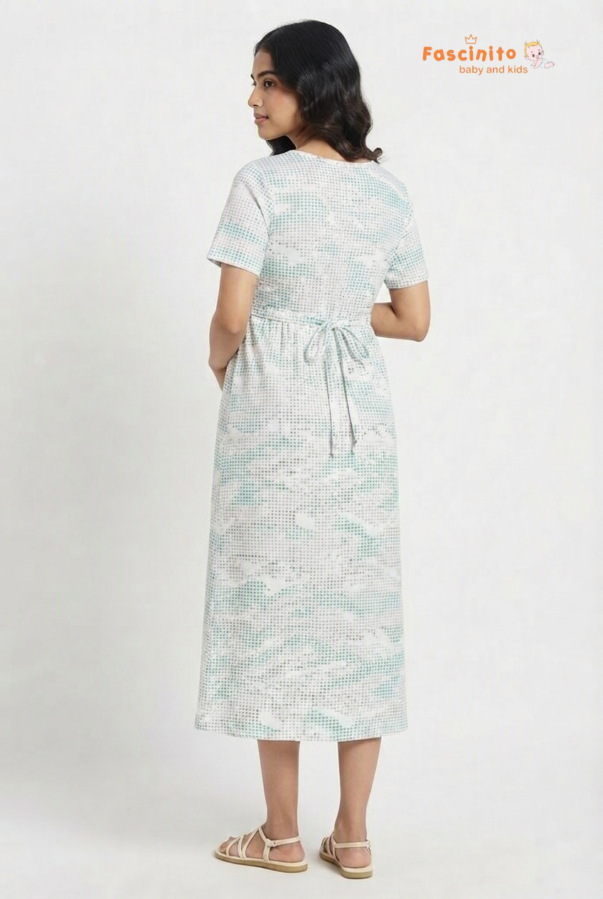Teal Pixel Maxi - White