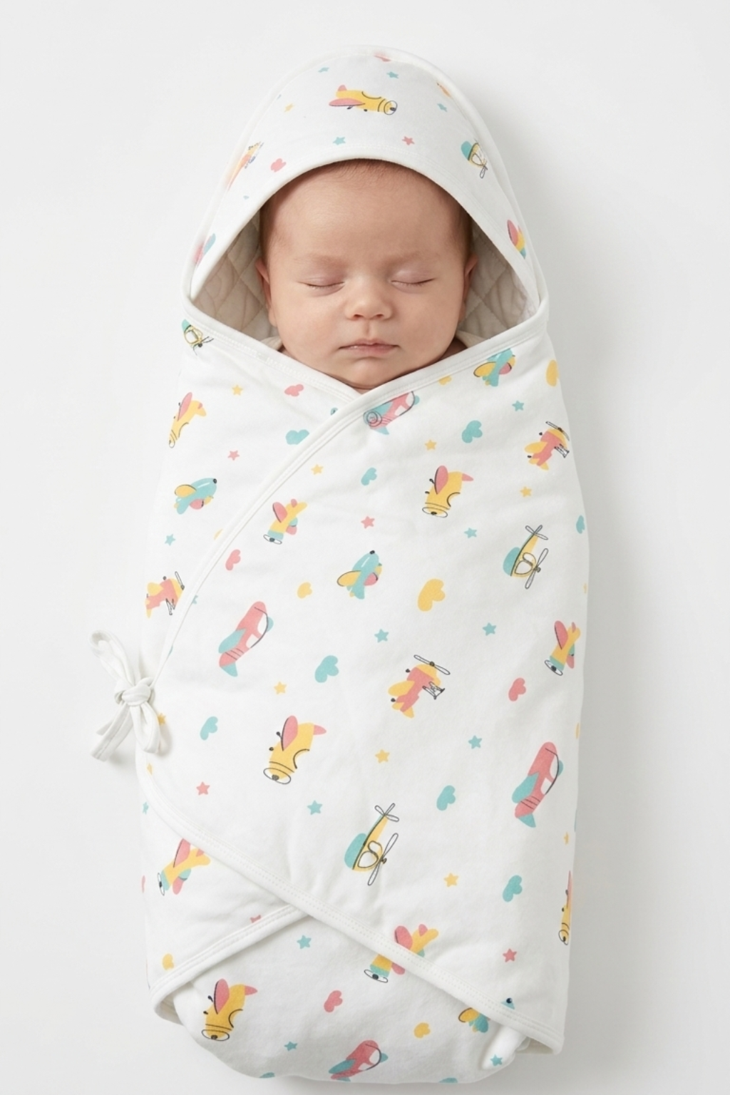 Baby Hooded Wrapper Organic Cotton Baby Blanket – White