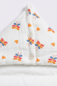 Baby Carry Nest Muslin Sleeping Bag with Hood – White Butterfly