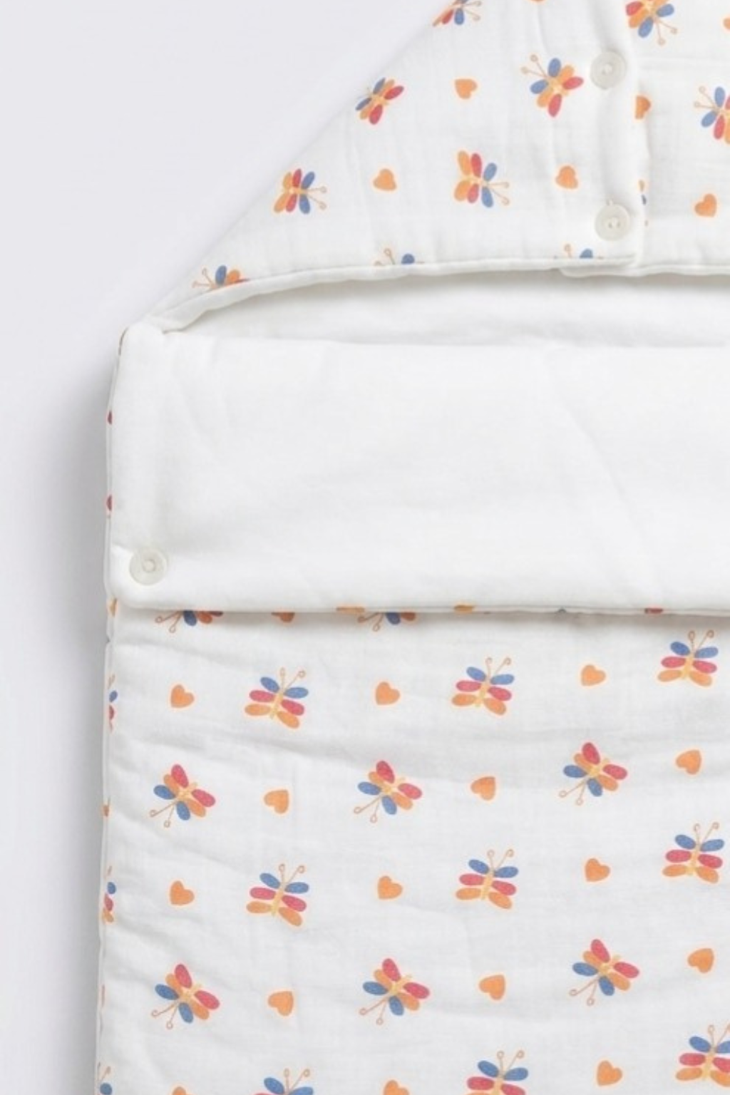 Baby Carry Nest Muslin Sleeping Bag with Hood – White Butterfly
