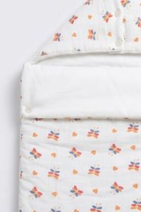 Baby Carry Nest Muslin Sleeping Bag with Hood – White Butterfly