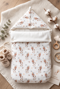 Baby Carry Nest Muslin Sleeping Bag with Hood – White Balloon