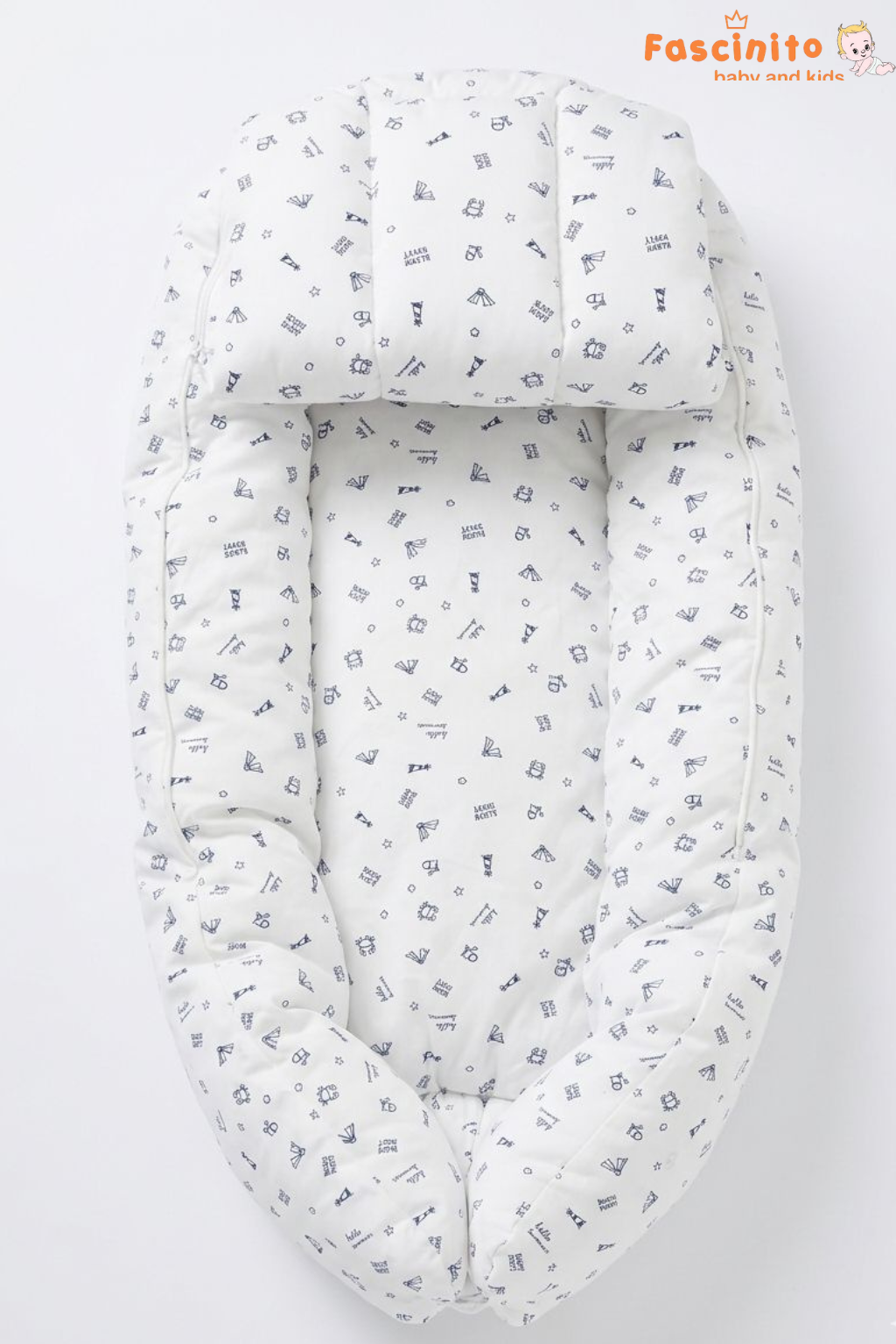 Baby Carry Nest Cotton Zip-Up Sleeping Bag with Hood – White