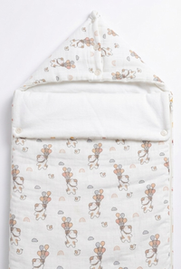 Baby Carry Nest Muslin Sleeping Bag with Hood – White Balloon
