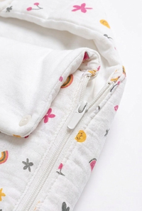 Baby Carry Nest Muslin Sleeping Bag with Hood – White Fruits