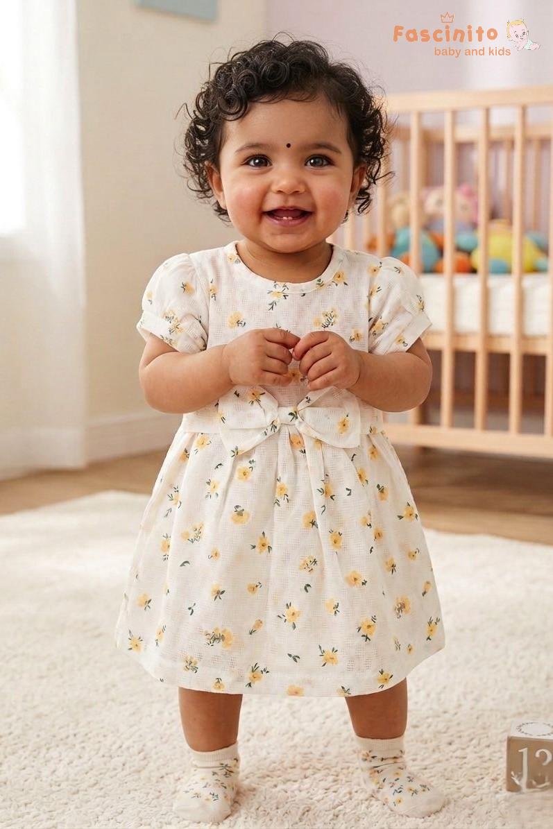 Girls Cotton Muslin Sleeveless Frock – White Infant Dress