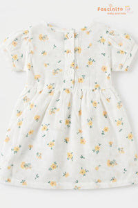 Girls Cotton Muslin Sleeveless Frock – White Infant Dress