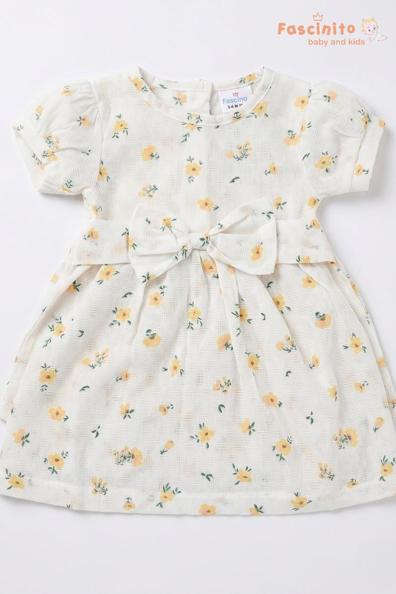 Girls Cotton Muslin Sleeveless Frock – White Infant Dress