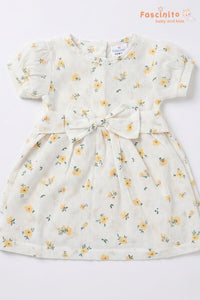 Girls Cotton Muslin Sleeveless Frock – White Infant Dress