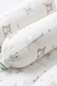 Baby Mattress Set Muslin Cotton Newborn Bed with Side Bolsters – White
