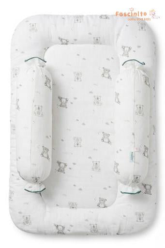 Baby Mattress Set Muslin Cotton Newborn Bed with Side Bolsters – White