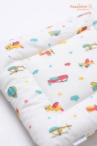 Baby Quilted Bed – Soft Cushioned Long Baby Bed (White toy Print)