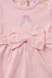 Girls Cotton Frock – Pink Bow Embroidery Baby Dress